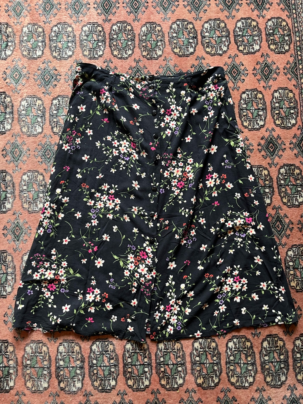 Sag Harbor Women's Black Floral A-Line Skirt Size 1X